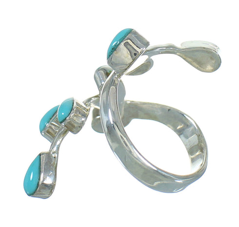 Southwestern Sterling Silver Jewelry Turquoise Ring Size 5-1/4 AX89232